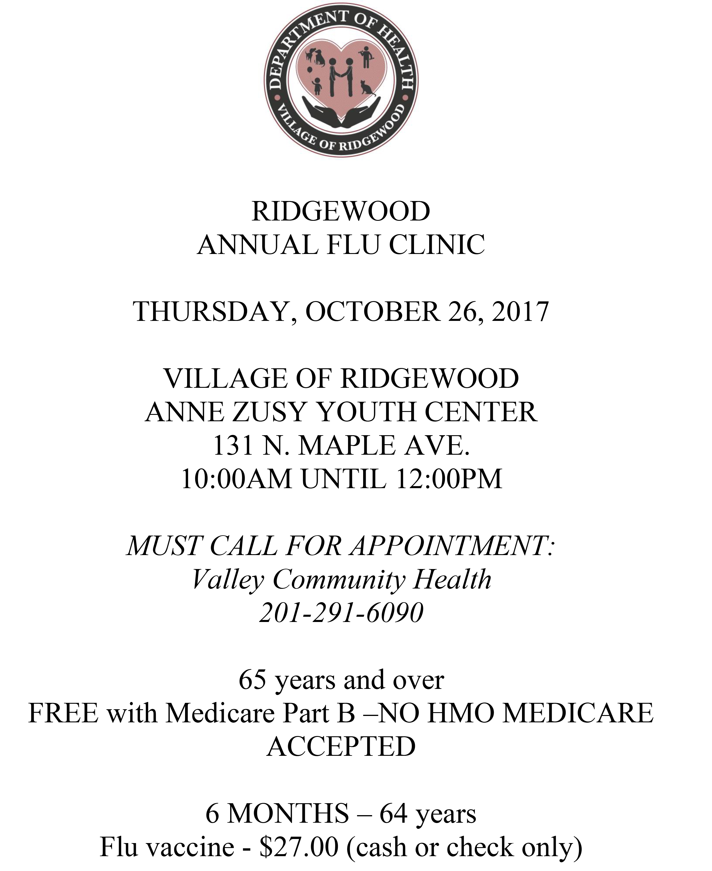 RIDGEWOOD/HO-HO-KUS FLU CLINIC