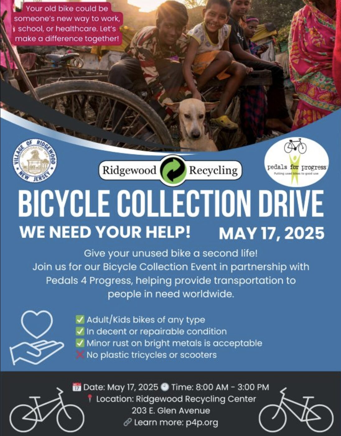 Bicycle Collection Drive - Age Friendly Ridgewood